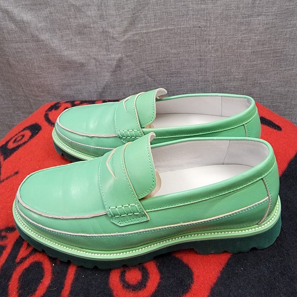 %Men's Marc Nolan Adler Green Ombré Penny Loafers Size 8 / D5